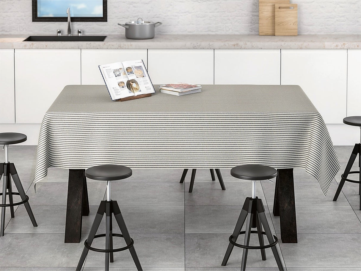 Degas Marino - Vevd retro akrylduk med blå striper, 180 cm bred