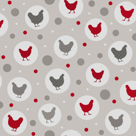 Den stolte høna – Lys grå voksduk med høner