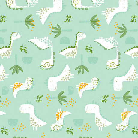 Dinocroc Lyseblå - Voksduk med morsomme dinosaurer, 160 cm