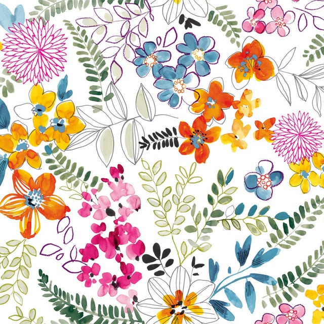 Dufthagen – Hvit voksduk med fargerike blomster, mønster