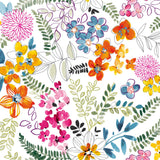 Dufthagen – Hvit voksduk med fargerike blomster, 160 cm bred