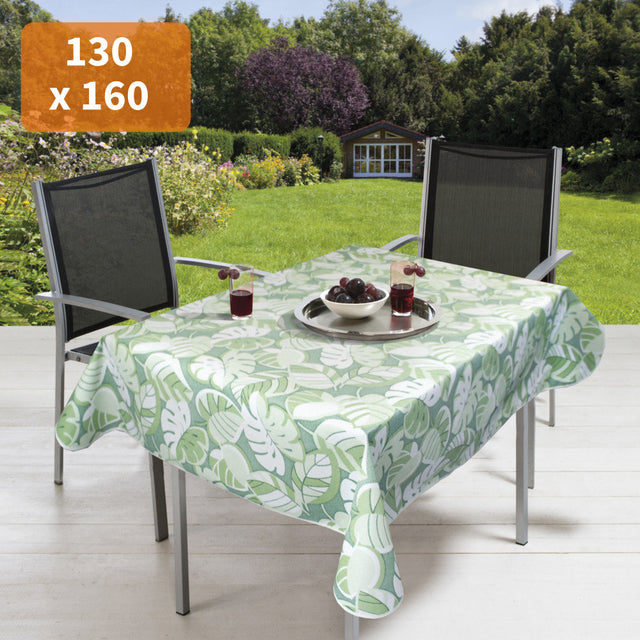 Tropical Leaves Green 130 x 160 cm – Rektangulær sommerduk til hagebordet