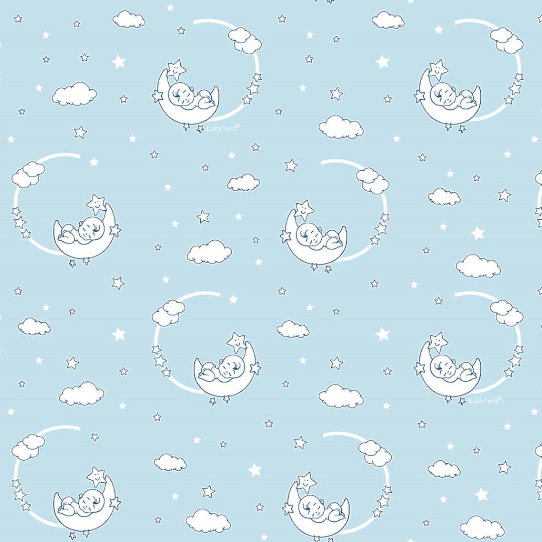 Elefantens vuggevise lyseblå – Voksduk med linlook