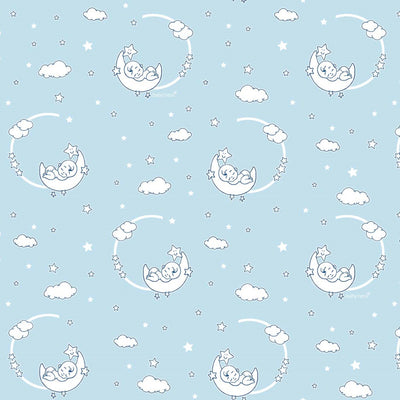 Elefantens vuggevise lyseblå – Voksduk med linlook