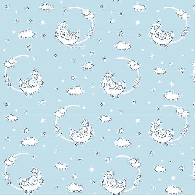 Elefantens vuggevise lyseblå – Voksduk med linlook