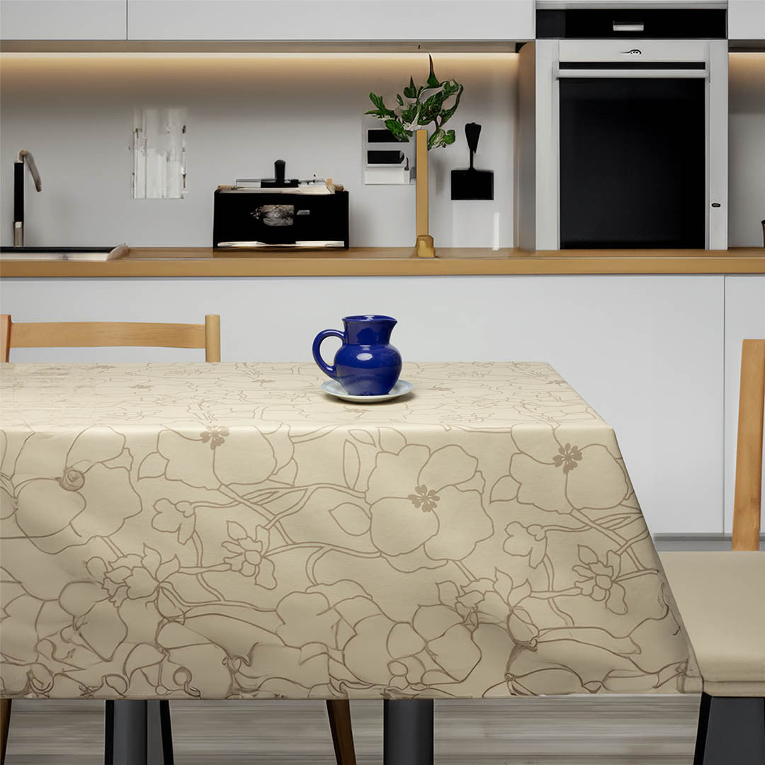Elegant Blomst – Voksduk i beige