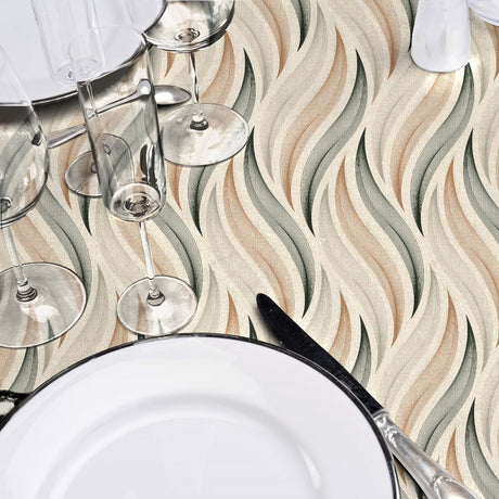 Elegant Flow voksduk med borddekking og sølvdetaljer