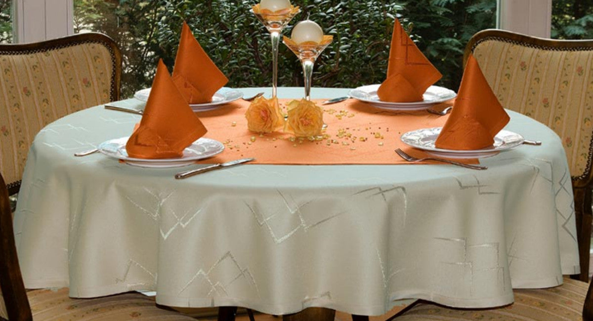 Eleganz hvit Ø 160 cm damaskduk med teflon