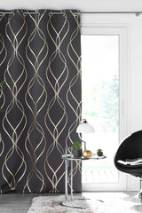 Elise Antrasittgrå/Gull – Mørkleggingsgardin 135 x 240 cm miljøbilde