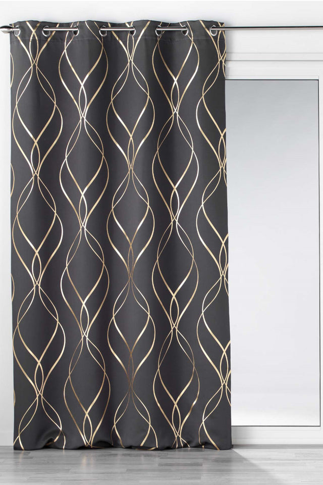 Elise Antrasittgrå/Gull – Mørkleggingsgardin 135 x 240 cm