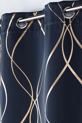 Elise Navy Blå/Gull – Mørkleggingsgardin 135 x 240 cm nærbilde