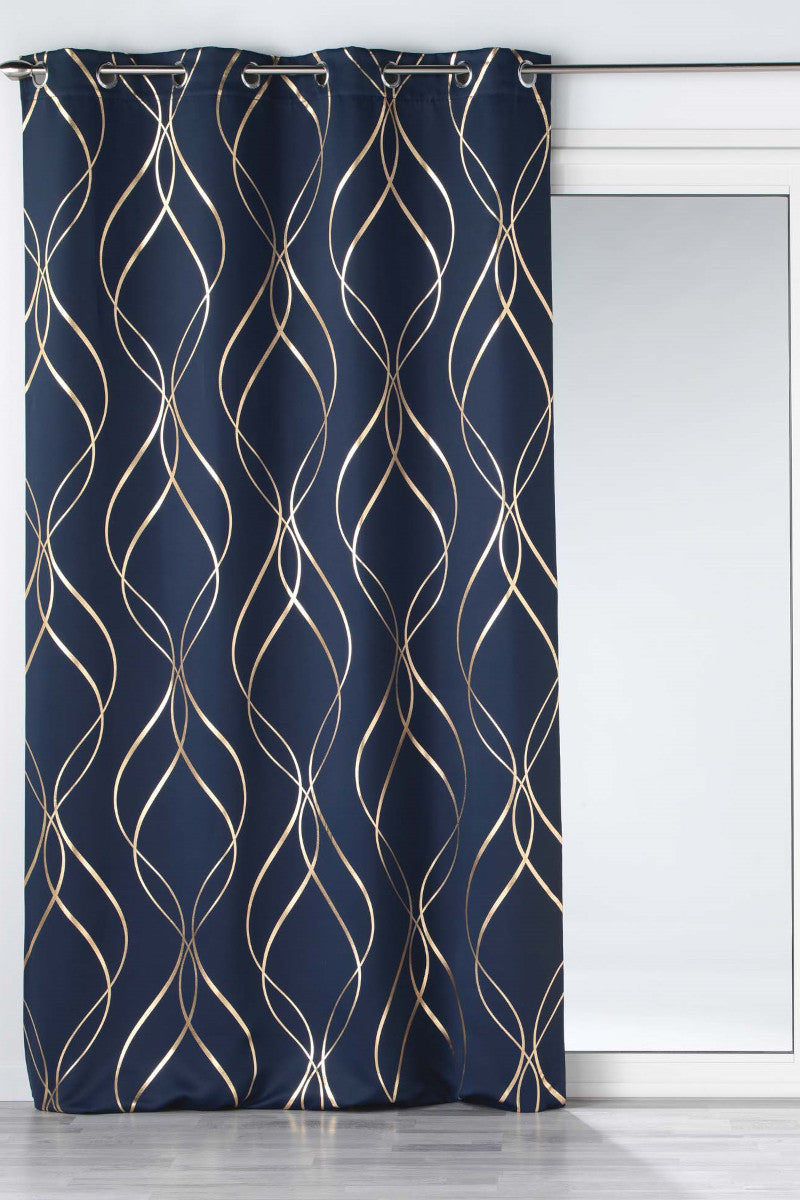 Elise Navy Blå/Gull – Mørkleggingsgardin 135 x 240 cm