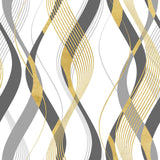 Elite – Gjennomsiktig voksduk med bølgemønster i grått og gull
