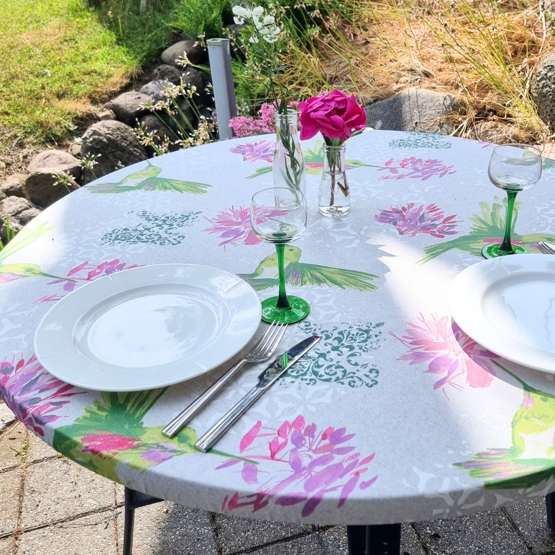 Elvire grønn – Rund akrylduk med strikk