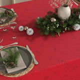 Engholm Noel damaskvevd juleduk, rød - 150 x 220 cm, nærbilde