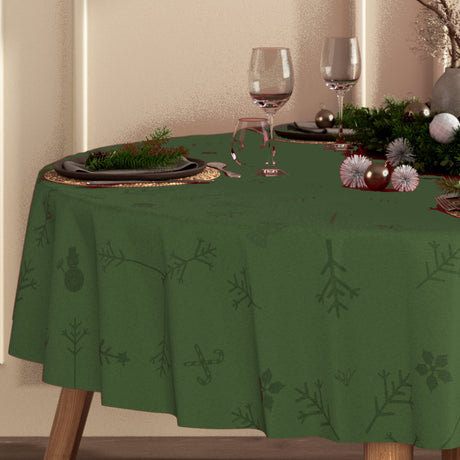 Engholm Noel jacquardvevd rund juleduk, grønn - Ø 180 cm