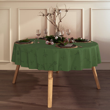 Engholm Noel jacquardvevd rund juleduk, grønn - Ø 200 cm