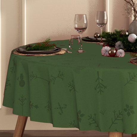 Engholm Noel jacquardvevd rund juleduk, grønn - Ø 200 cm i miljø