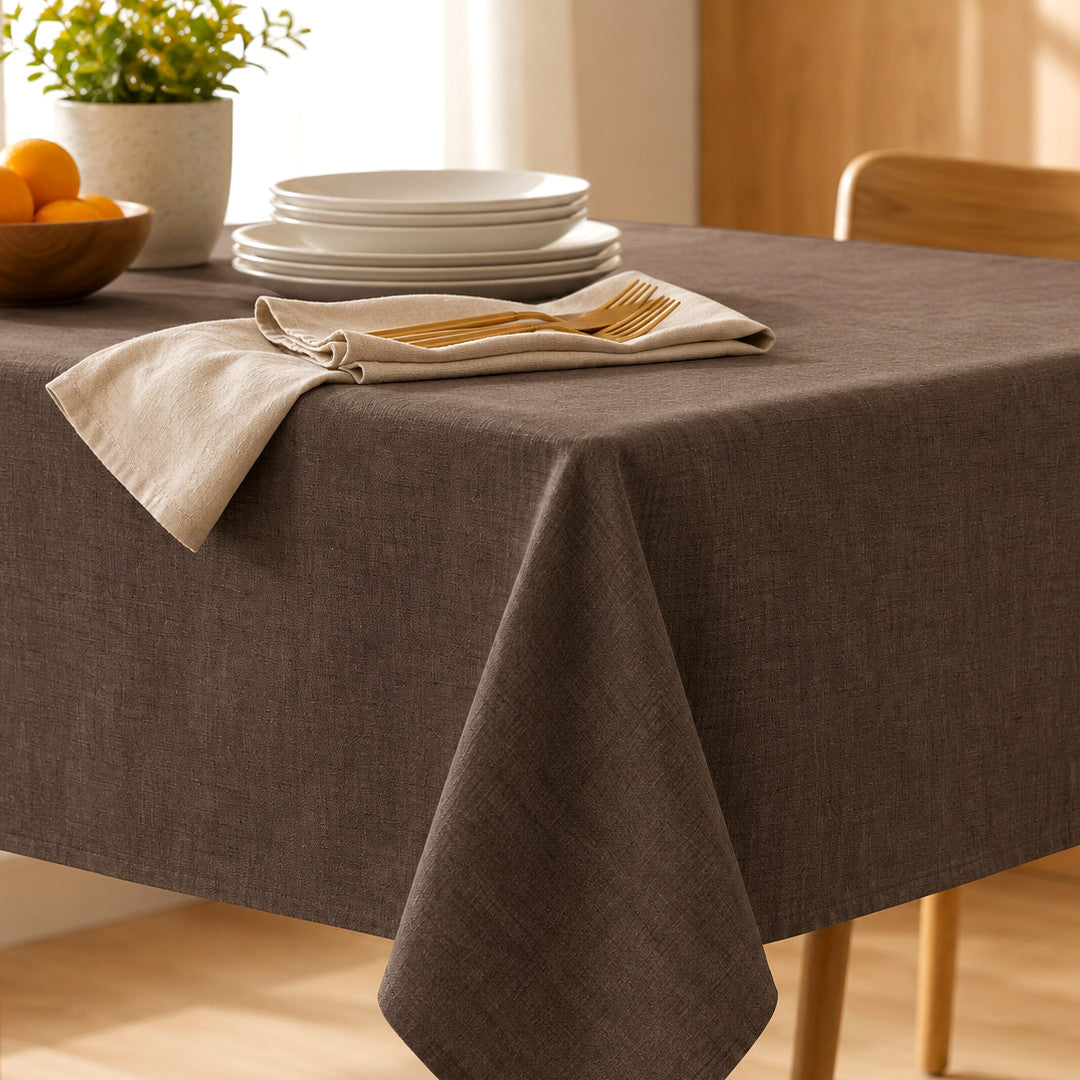 Ensfarget akrylduk i 100% lin – 140 cm bred – Brun