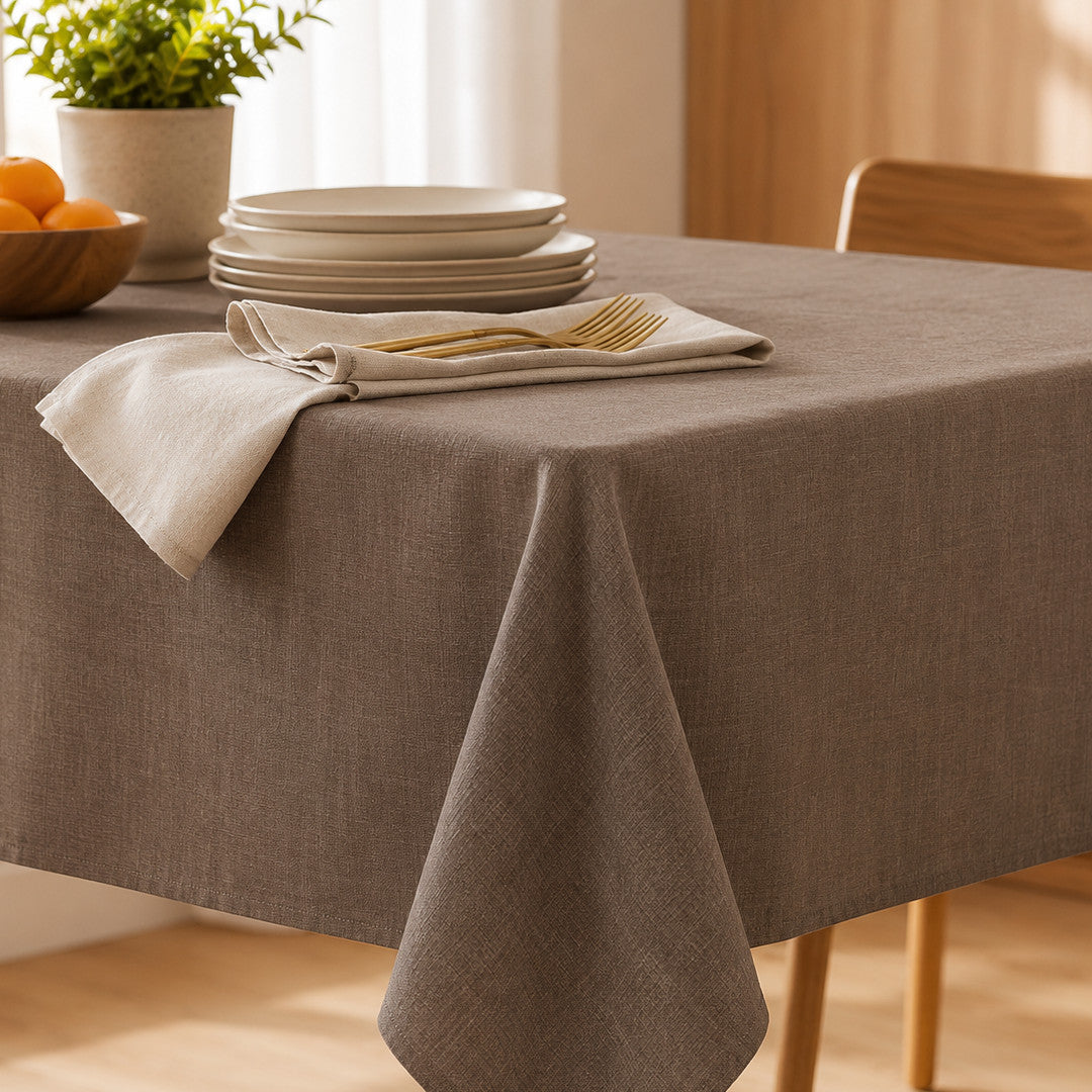 Ensfarget akrylduk i 100 % lin – 140 cm bred – Mud