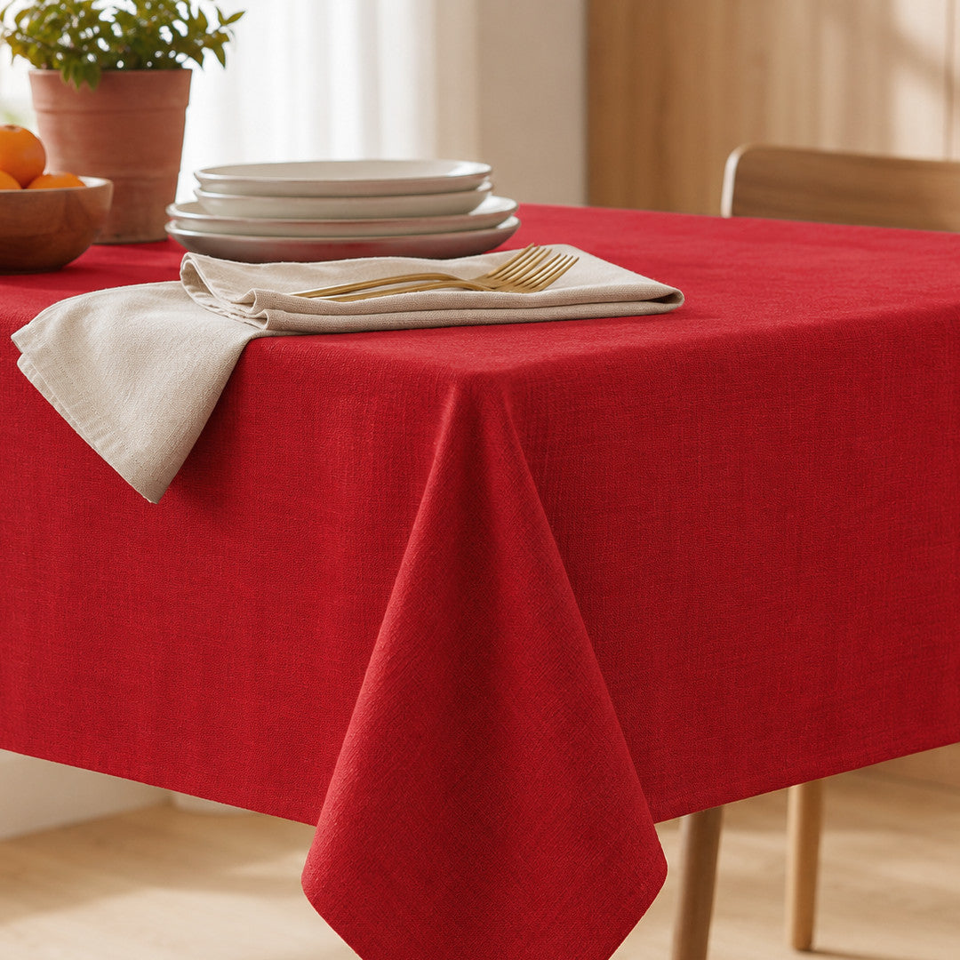 Ensfarget akrylduk i 100 % lin – 140 cm bred – Rød