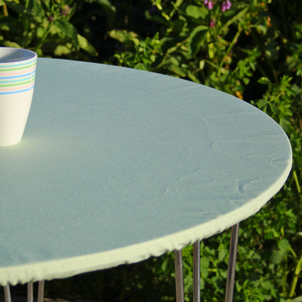 Ensfarget akrylduk i mint - rund akrylduk med strikkant