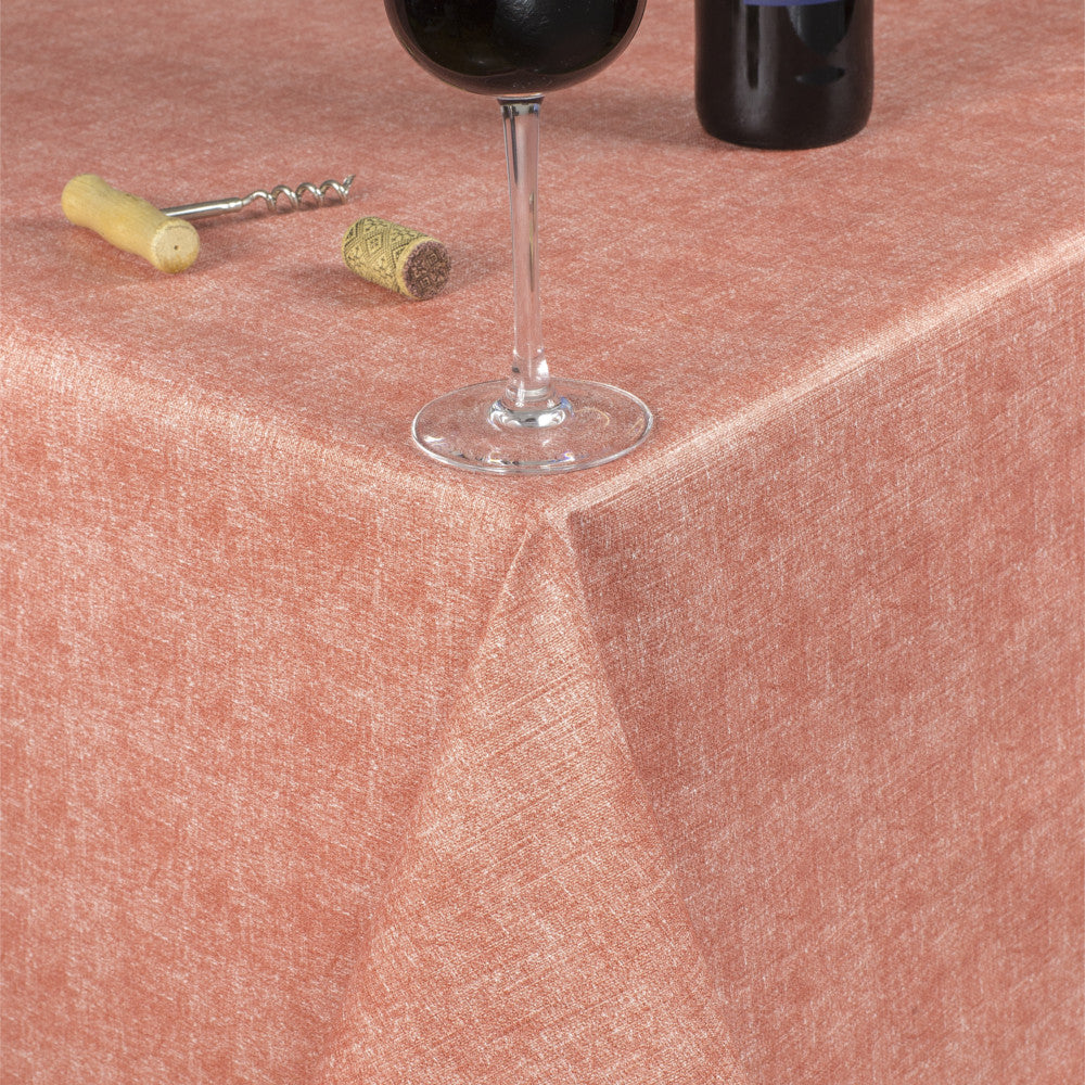 Ensfarget linlook i laksefarge – Voksduk med lett preget overflate