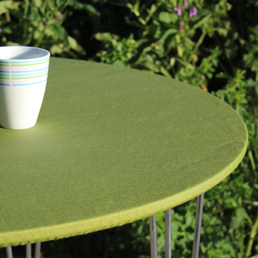 Ensfarget grønn akrylduk - rund akrylduk med strikkant