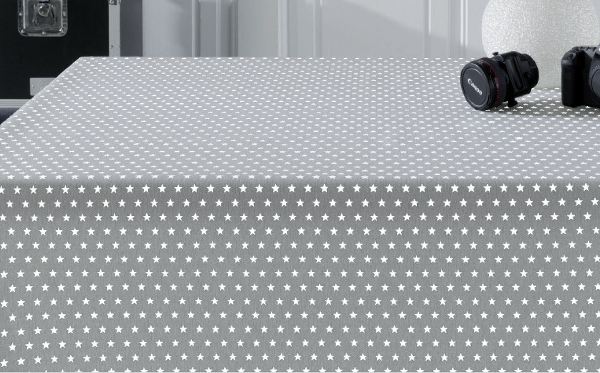 Ensor grå, akrylduk med stjerner, 180 cm bred