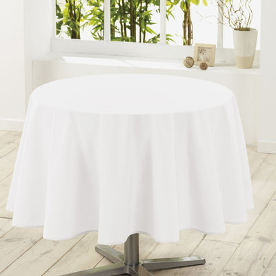Essentiel – hvit, ensfarget rund duk med flekkavvisende behandling Ø 180 cm