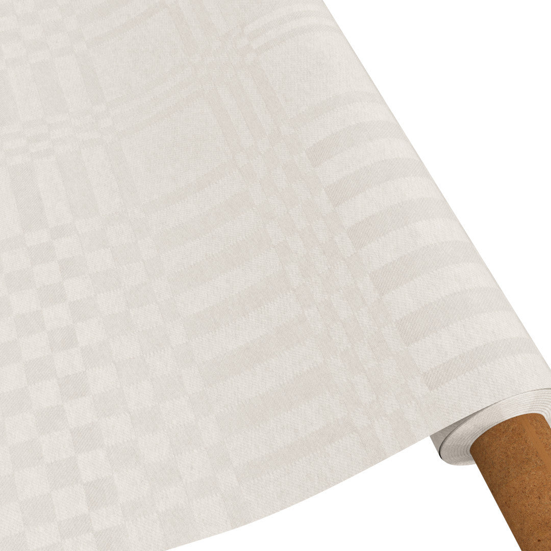 Estratela – Klassisk akrylduk i offwhite med elegant rutemønster og antiskli