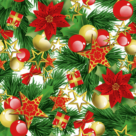 Estrella Christmas Time – Juleakrylduk med gran, julekuler, sløyfer og gaver