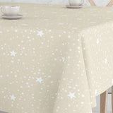 Etoiles Lys Beige - Julevoksduk med hvitt stjernemønster