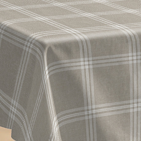 Fade Taupe - Voksduk med ruter i elegant hørlook, hjørne