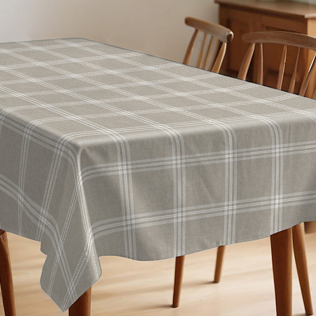 Fade Taupe - Voksduk med ruter i elegant hørlook, miljø