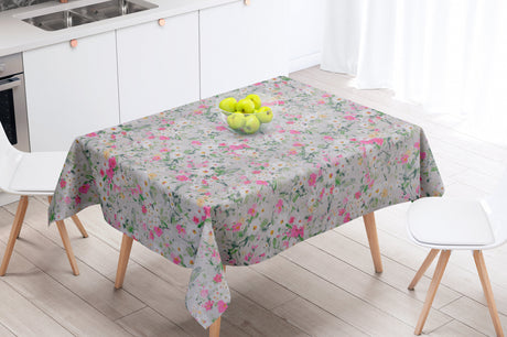 Faustine Lyserød - Vakker linduk med blomster - 100 % lin