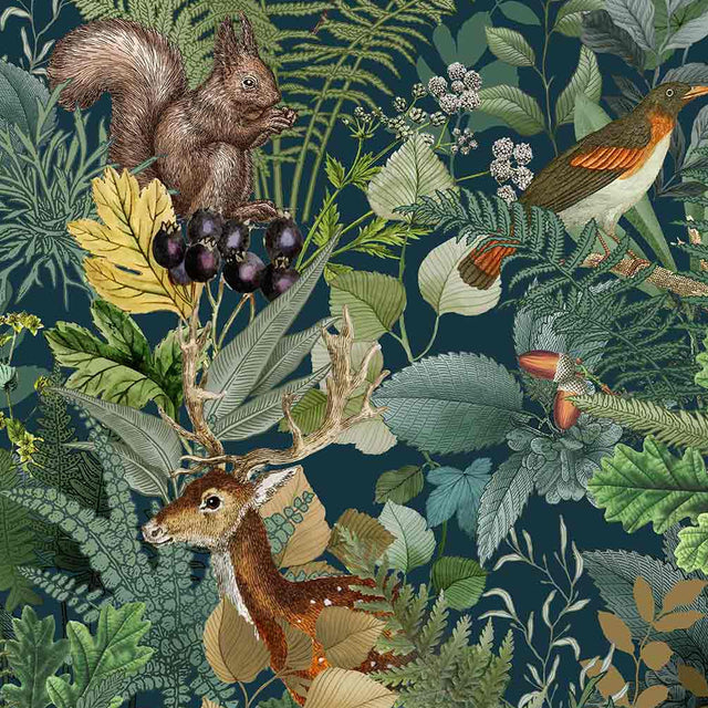 Feerique Fotoprint - Voksduk med dyr og blader