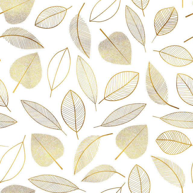 Feuillette Gold Glitter – kraftig gjennomsiktig voksduk med linjeblader og glittereffekt