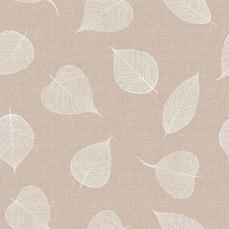 Textilia Feuillys White – Voksduk i hørlook med hvite strekblader