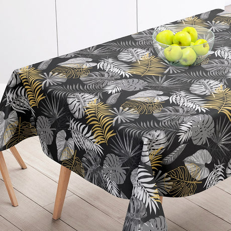 Ficusor Black Metallic - Voksduk med bladmønster og flott struktur