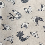 Fillol - Akrylduk med linlook og grå høner