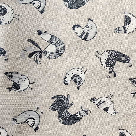 Fillol - Akrylduk med linlook og grå høner