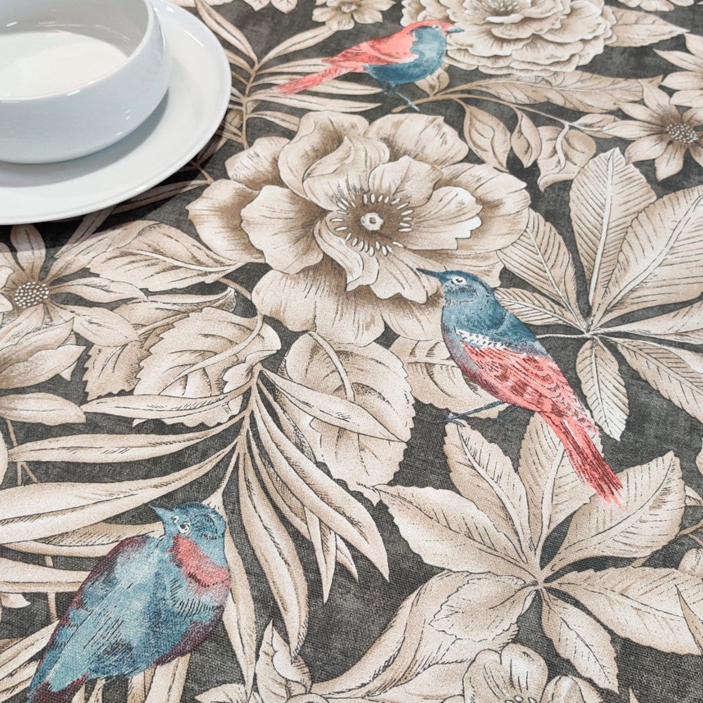 Finkens Dans – Akrylduk med praktfulle blomster og fugler