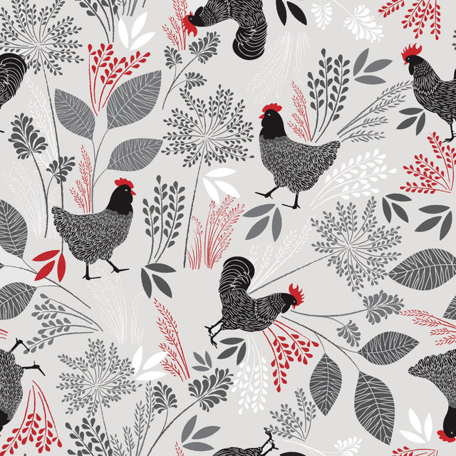 Fjærkre Flora – voksduk med haner og høner