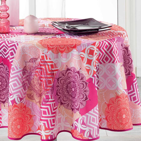 Flamenco Pink Ø 180 cm, rund bordduk med flekkavvisende behandling