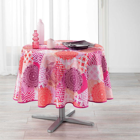 Flamenco Pink Ø 180 cm, rund bordduk med flekkavvisende behandling