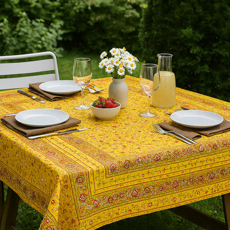 Fleurs Des Champs Gul – Rektangulær provenceduk 160 x 250 cm