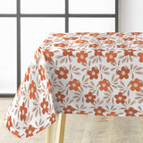 Flory Orange – Vakker voksduk med blomster i varme nyanser, hjørne