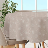 Frøvik Beige – Voksduk med hvite blomster i linlook