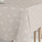 Frøvik Beige – Voksduk med hvite blomster i linlook